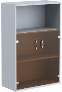 Шкаф с малыми стеклянными дверьми СТ-2.2 Металлик 770*365*1200